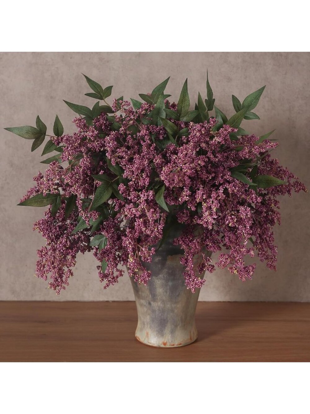 6 Pcs 17” Lifelike Artificial Nandina Berry Stems for Home Decor - Dusty Plum